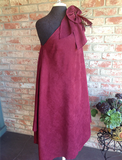 one shoulder suede cloth dress